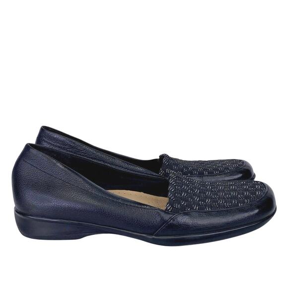 TROTTERS Jenkins Loafers Womens 8 Black Leather Metallic Comfort Walking Shoe - Picture 4 of 10